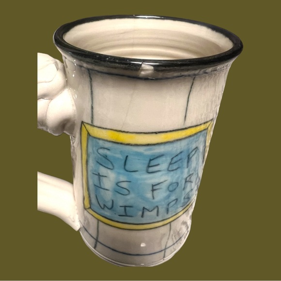 Tom Edwards Pottery  Sleep Is For Wimps Woman Coffee Tea Mug Caffeine Cup (Chip) - Picture 6 of 12